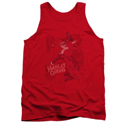 Harley Quinn Shirt Tank Top Faded Sketch Red Tanktop