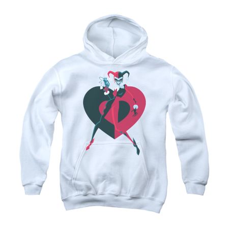 Harley Quinn Youth Hoodie Heart White Kids Hoody