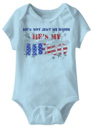 He's My Hero Funny Baby Romper Blue Infant Babies Creeper He's My Hero Funny Baby Romper Blue Infant Babies Creeper