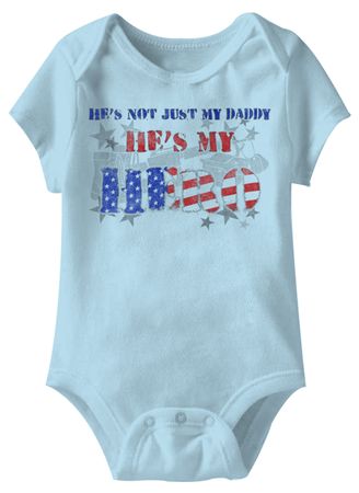 He's My Hero Funny Baby Romper Blue Infant Babies Creeper