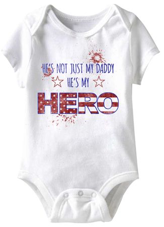 He's My Hero Funny Baby Romper White Infant Babies Creeper