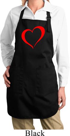 Heart Outline Ladies Full Length Apron with Pockets