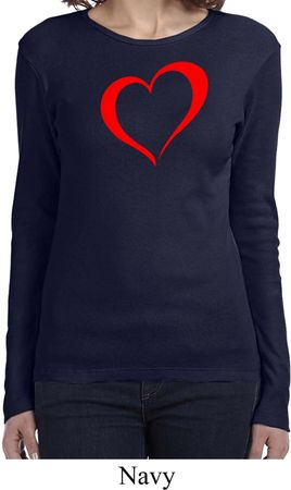 Heart Outline Ladies Long Sleeve Shirt
