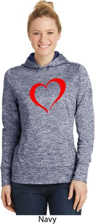 Heart Outline Ladies Moisture Wicking Hoodie