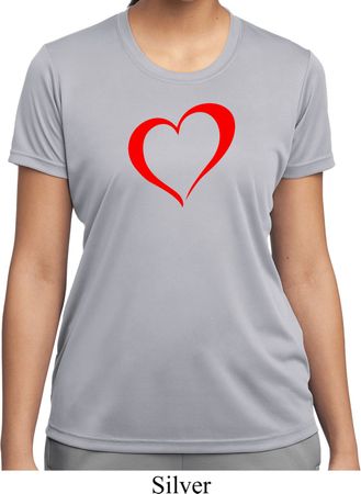 Heart Outline Ladies Moisture Wicking Shirt
