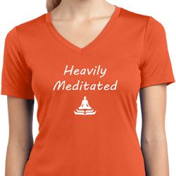 Heavily Meditated Ladies Moisture Wicking V-neck Shirt Heavily Meditated Ladies Moisture Wicking V-neck Shirt