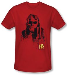Hellboy II  T-shirt The Golden Army Splatter Gun Red Slim Fit Shirt