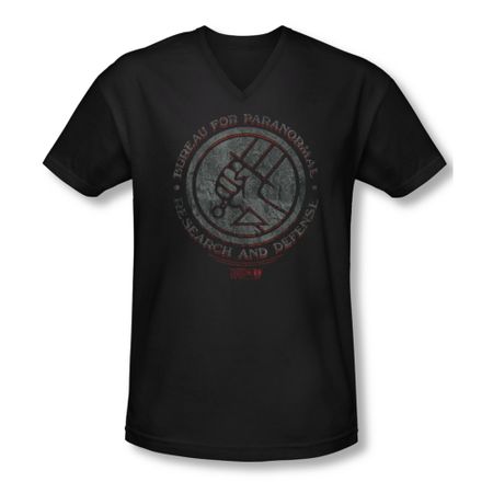 Hellboy II The Golden Army Shirt Slim Fit V Neck Bprd Stone Black Tee T-Shirt