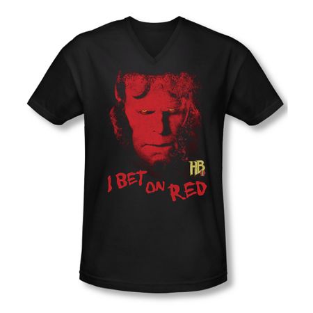 Hellboy II The Golden Army Shirt Slim Fit V Neck I Bet On Red Black Tee T-Shirt