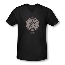 Hellboy II The Golden Army Shirt Slim Fit V Neck Mignola Style Logo Black Tee T-Shirt Hellboy II The Golden Army Shirt Slim Fit V Neck Mignola Style Logo Black Tee T-Shirt