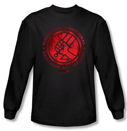 Hellboy II The Golden Army T-shirt BPRD Logo Black Long Sleeve Shirt