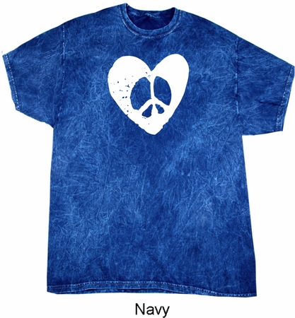 Hippie Heart Peace Mineral Washed Tie Dye T-shirt