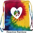 Hippie Heart Peace Tie Dye Drawstring Bag