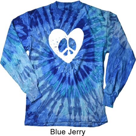 Hippie Heart Peace Tie Dye Long Sleeve Shirt
