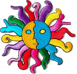 Hippie Sun Iron-On Psychedelic Applique Patch