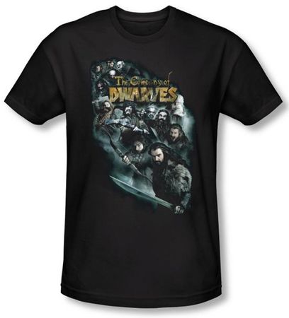 Hobbit Shirt Movie Unexpected Journey Loyalty Dwarves Black Slim Fit