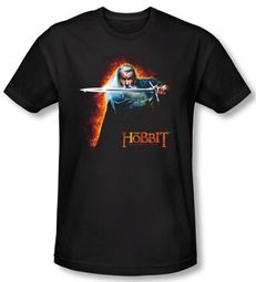 Hobbit Shirt Movie Unexpected Journey Loyalty Fire Black Slim Fit Tee