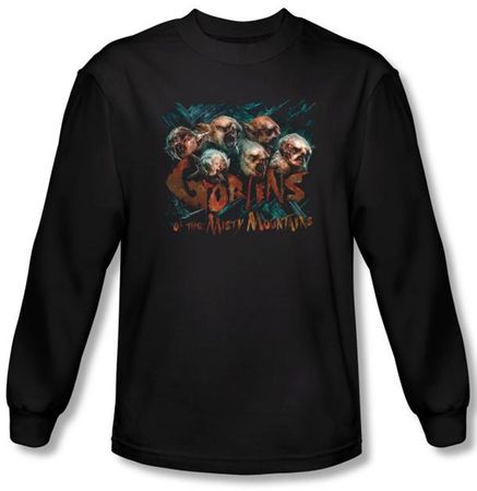 Hobbit Shirt Movie Unexpected Journey Misty Goblin Black Long Sleeve