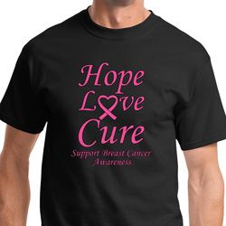 Hope Love Cure Breast Cancer Awareness Mens Shirts