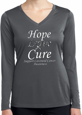 Hope Love Cure Carcinoid Cancer Ladies Dry Wicking Long Sleeve
