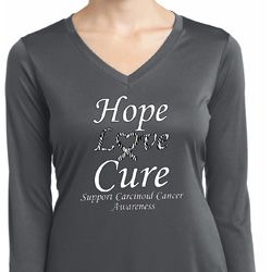 Hope Love Cure Carcinoid Cancer Ladies Dry Wicking Long Sleeve