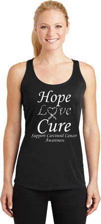 Hope Love Cure Carcinoid Cancer Ladies Dry Wicking Racerback