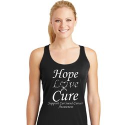 Hope Love Cure Carcinoid Cancer Ladies Dry Wicking Racerback