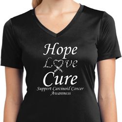 Hope Love Cure Carcinoid Cancer Ladies Dry Wicking V-neck