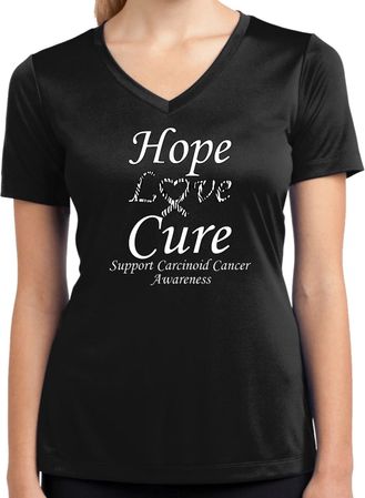 Hope Love Cure Carcinoid Cancer Ladies Dry Wicking V-neck