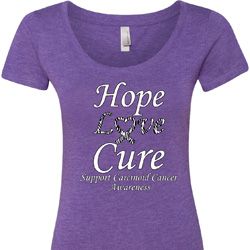 Hope Love Cure Carcinoid Cancer Ladies Scoop Neck