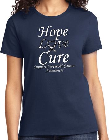 Hope Love Cure Carcinoid Cancer Ladies T-shirt