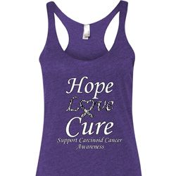 Hope Love Cure Carcinoid Cancer Ladies Tri Blend Racerback