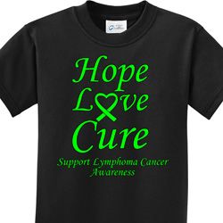 Hope Love Cure Lymphoma Cancer Awareness Kids Shirts