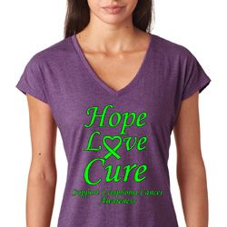 Hope Love Cure Lymphoma Cancer Awareness Ladies Shirts