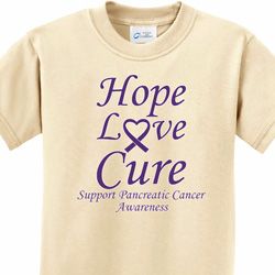 Hope Love Cure Pancreatic Cancer Kids Shirts