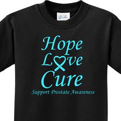 Hope Love Cure Prostate Cancer Awareness Kids Shirts