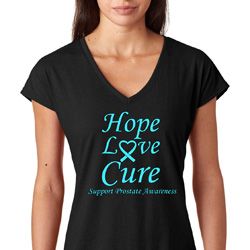Hope Love Cure Prostate Cancer Awareness Ladies Shirts