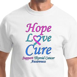 Hope Love Cure Thyroid Cancer Awareness Mens Shirts