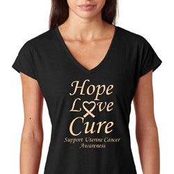 Hope Love Cure Uterine Cancer Awareness Ladies Shirts