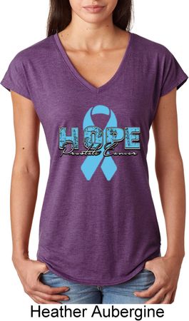 Hope Prostate Cancer Ladies Tri Blend V-Neck Shirt