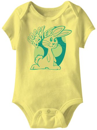 Hoppy Easter Funny Baby Romper Yellow Infant Babies Creeper