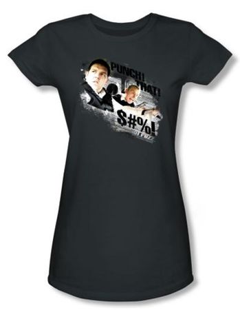 Hot Fuzz Juniors T-shirt Movie Punch That Charcoal Tee Shirt