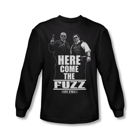 Hot Fuzz Shirt Here Come The Fuzz Long Sleeve Black Tee T-Shirt