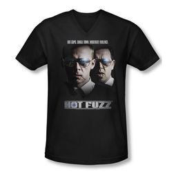 Hot Fuzz Shirt Slim Fit V Neck Big Cops Black Tee T-Shirt Hot Fuzz Shirt Slim Fit V Neck Big Cops Black Tee T-Shirt