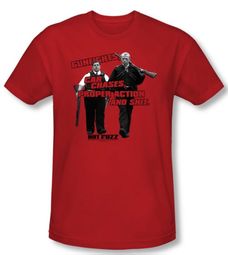 Hot Fuzz T-shirt Movie Days Work Adult Red Slim Fit Tee Shirt