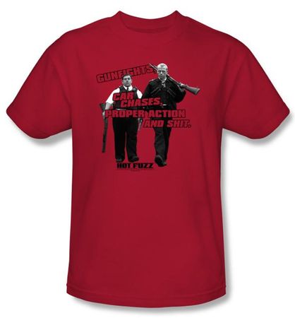 Hot Fuzz T-shirt Movie Days Work Adult Red Tee Shirt