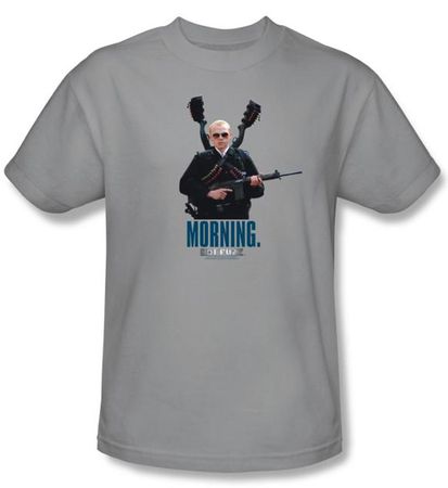 Hot Fuzz T-shirt Movie Morning Adult Silver Tee Shirt