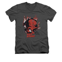 Hot Stuff Shirt Slim Fit V-Neck Singe Charcoal T-Shirt