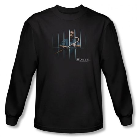 House Shirt Behind Bars Long Sleeve Black Tee T-Shirt