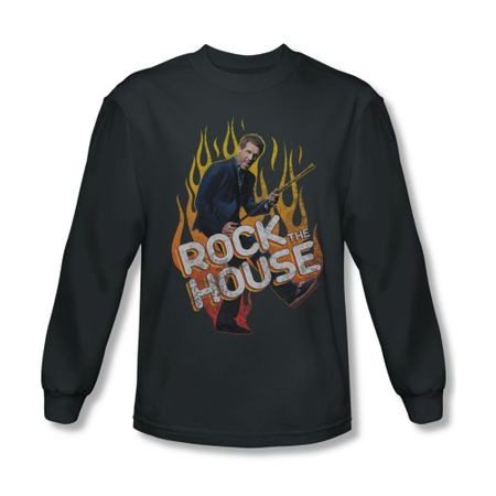 House Shirt Rock The House Long Sleeve Charcoal Tee T-Shirt